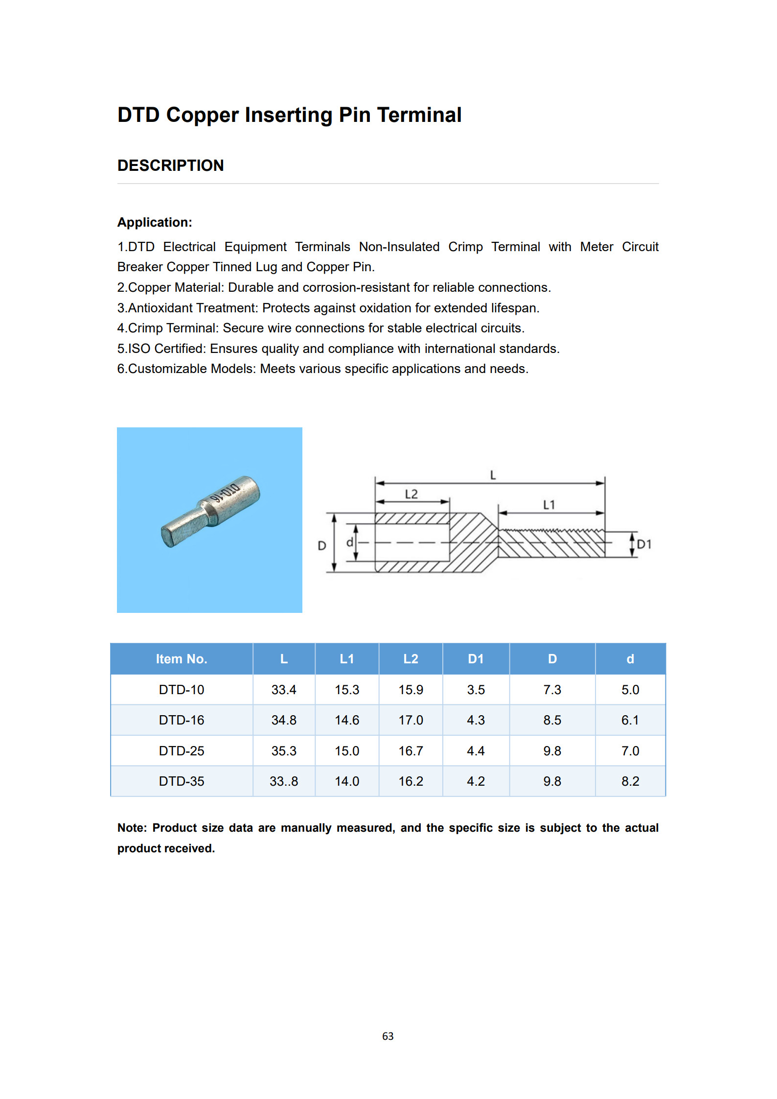 DTD Tin-plated Copper Pin Terminals detail 1